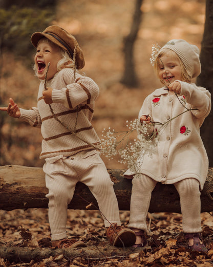 Girls Cardigan, 100% Organic Soft Cotton with Embroidered Red Roses