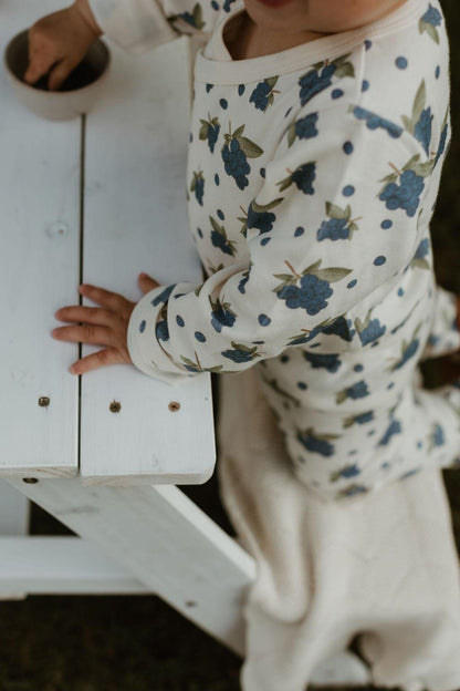 Organic Blueberry Bodysuit, Soft Organic Cotton Baby Wrap Romper